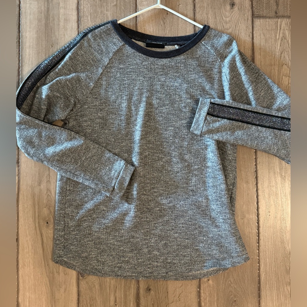 MAISON SCOTCH Gray Long Sleeve Top with Black Trim SIZE 3